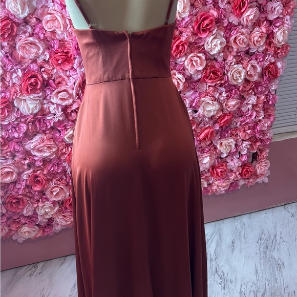 Bold Rust Slip Dress With Spaghetti Straps - Picture 2 of 6